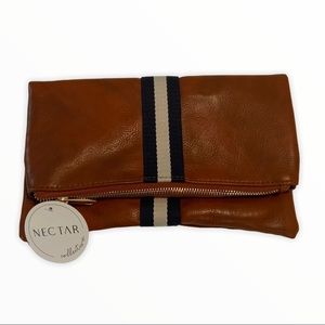 NWT Faux Leather Preppy Fold Over Clutch